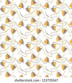 autumn brown yellow leaves on white background-seamless