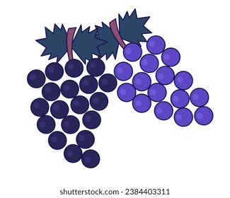 Autumn bunch of grapes 2D linear cartoon object. Fall harvest food isolated line vector element white background. Countryside italian winemaking. Redwine grapes color flat spot illustration
