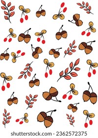 Autumn bundle of cute and cozy design elements.vector illustration isolated on white background.