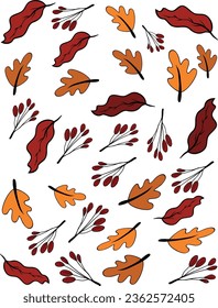 Conjunto otoñal de elementos de diseño bonitos y acogedores.ilustración vectorial aislada en fondo blanco.