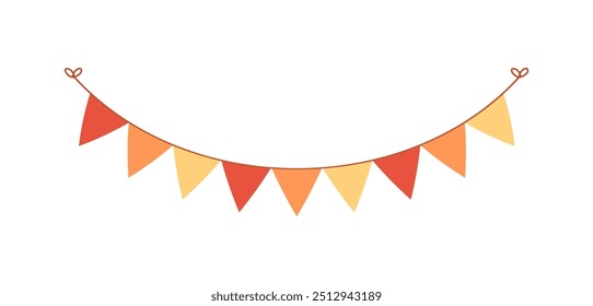 Autumn bunting. Hanging garland graphic decoration for Halloween, Thanksgiving template. Vector illustration.