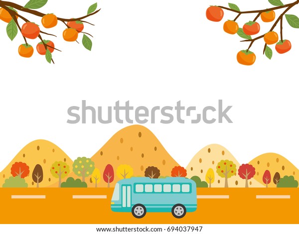 Autumn bus tour vector\
background