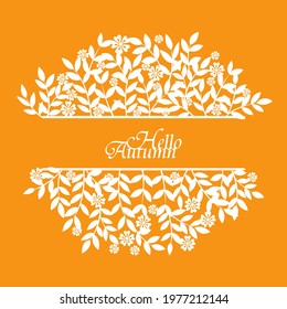 Autumn bush leaves and flower wreath vector for decoration on Autumn season, Thanksgiving and Halloween festival.