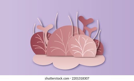 Autumn bush scene. Autumn bush. Autumn bush background. paper cut and craft style. vector, illustration.