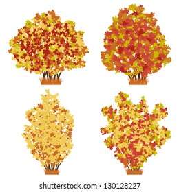 Autumn bushes vector set.