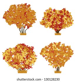 Autumn bushes vector set.