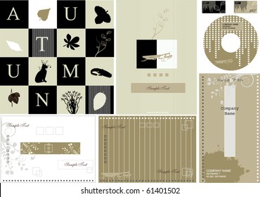 Autumn business card, post card - vector design element- collection
