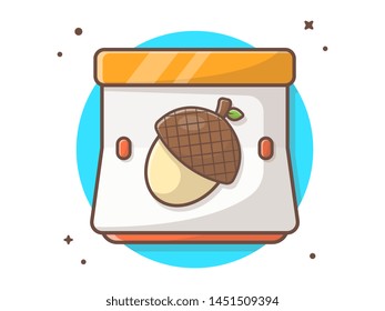 Autumn Calendar with Acorn Autumn Vector Illustration. Happy Autumn icon. Autumn Day Icon Illustration. Flat Cartoon Style Suitable for Web Landing Page,  Banner, Flyer, Sticker, Card, Background