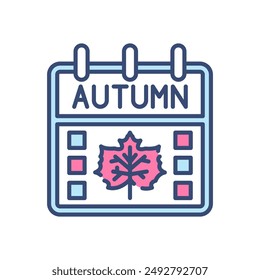Autumn Calendar Filled Color Icon, Vector illustration