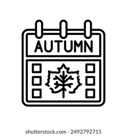 Autumn Calendar Outline Icon, Vector illustration