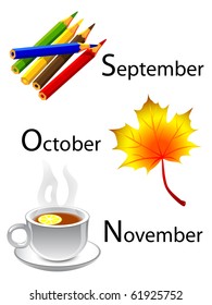 autumn calendar - september, october, november