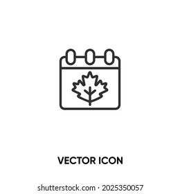 Autumn calender vector icon. Modern, simple flat vector illustration for website or mobile app.Calendar or season symbol, logo illustration. Pixel perfect vector graphics	