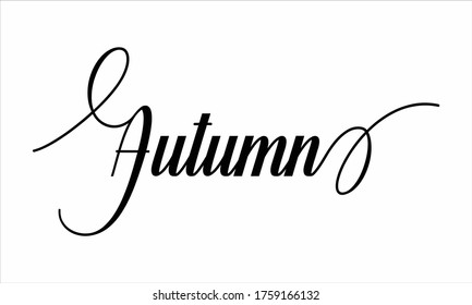 Autumn Calligraphic Typographic Text on White Background