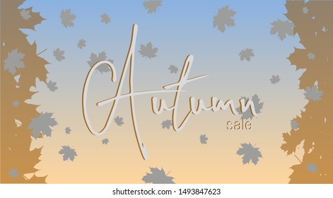 Autumn calligraphy and background arranged with leaves.