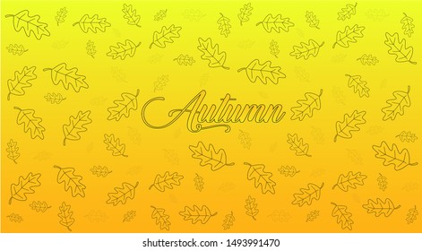 Autumn calligraphy and background arranged with leaves.
