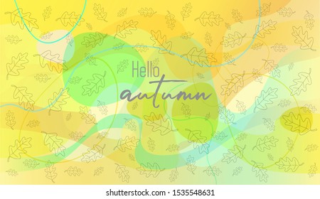 Autumn calligraphy and background arranged with leaves.