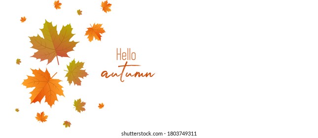 Autumn calligraphy and background arranged with leaves.