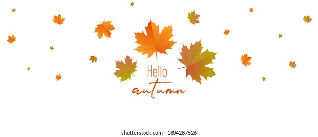 Autumn calligraphy and background arranged with leaves.