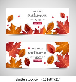 Autumn calligraphy.Web banner template.Vector abstract illustration