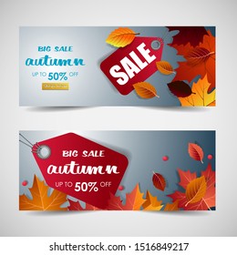 Autumn calligraphy.Web banner template.Vector abstract illustration