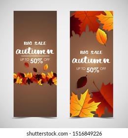 Autumn calligraphy.Web banner template.Vector abstract illustration