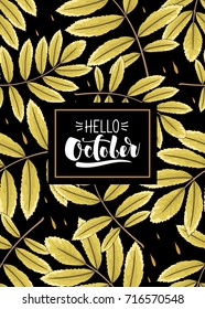 Autumn calligraphy card. Hand drawn style.