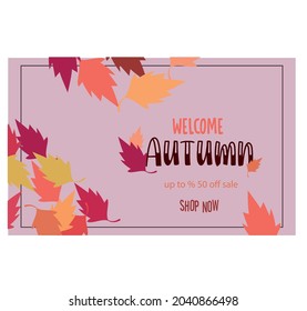 Autumn calligraphy. Seasonal letter.web banner template.vector illustration