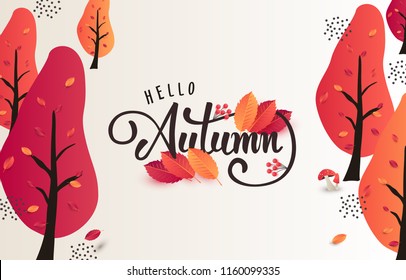 Autumn calligraphy. Seasonal lettering.web banner template.vector illustration Autumn calligraphy. Seasonal lettering.web banner template.vector illustration