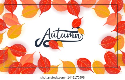 Autumn calligraphy. Seasonal lettering.web banner template.vector illustration