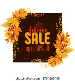 Autumn calligraphy. Seasonal lettering.web banner template.vector illustration