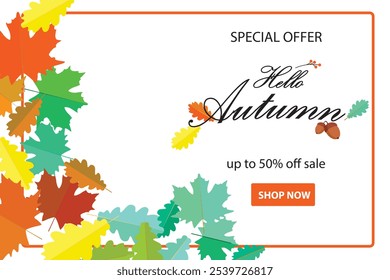 Autumn calligraphy. Seasonal lettering.web banner template.vector illustration