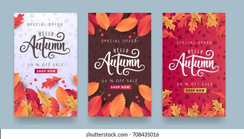 Autumn calligraphy. Seasonal lettering.web banner template.vector illustration