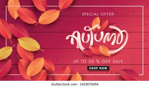 Autumn calligraphy. Seasonal lettering.vector illustration