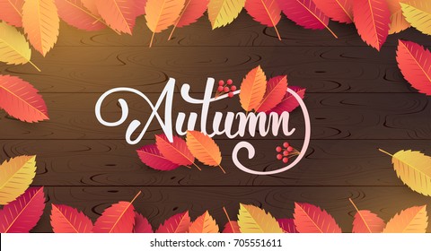 Autumn calligraphy. Seasonal lettering.vector illustration