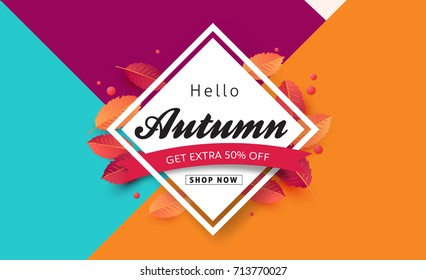 Autumn calligraphy. Seasonal lettering.vector illustration.sale banner.