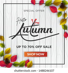 Autumn calligraphy of web banner template