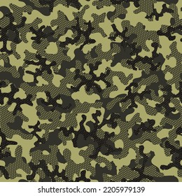 Autumn Camouflage Seamless Pattern. Camouflage Patterns Olive Repeated Digital Vector Art. Green Repeated War Vector Texture. Khaki Seamless Color Graphic Design. Green