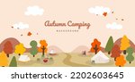 Autumn Camping background vector illustration. Fall Camping landscape 