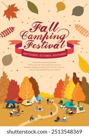 Autumn camping festival poster illustration background
