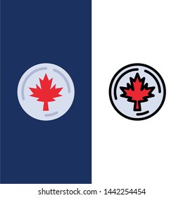 Autumn, Canada, Leaf, Maple  Icons. Flat and Line Filled Icon Set Vector Blue Background