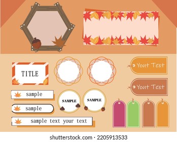 Autumn Caption, Fall Caption Design. Title Template Set. Vector Illustration