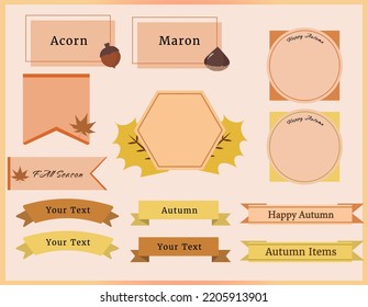 Autumn Caption, Fall Caption Design. Title Template Set. Vector Illustration