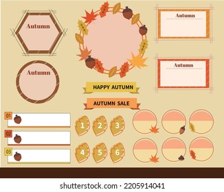 Autumn Caption, Fall Caption Design. Title Template Set. Vector Illustration