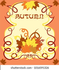 Autumn card in art nouveau style, vector illustration