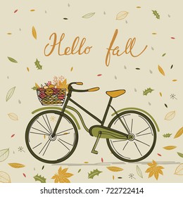 Autumn card with bike