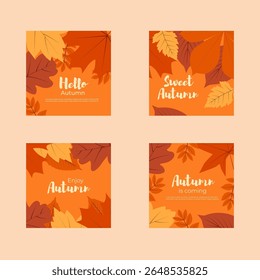 Colección de tarjeta de otoño. Plantilla de Vector para tarjeta, Anuncio, invitación, publicación en redes sociales, póster, App móvil, anuncio de Web.