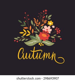 autumn card design on a dark background
