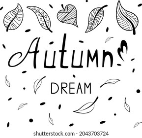 autumn card in doodle style