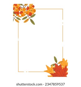 Autumn card. Fall season cozy poster. Autumn thanksgiving seasonal banner with leaves. Stock vector design,