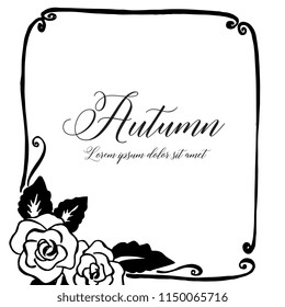 Autumn card with flower frame design vector illustration